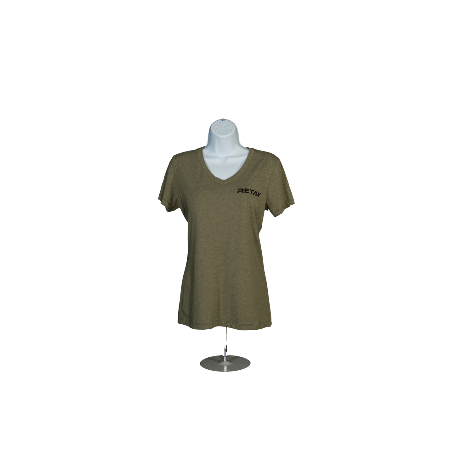 Woman's RETAY Logo V-Neck Tee "Olive You Green"