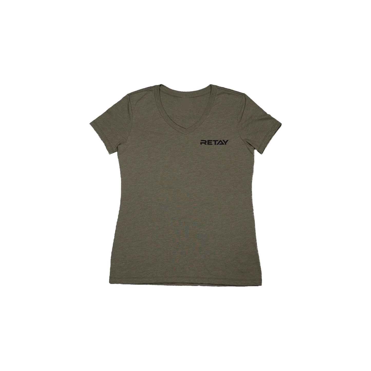 Woman's RETAY Logo V-Neck Tee "Olive You Green"